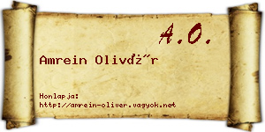 Amrein Olivér névjegykártya